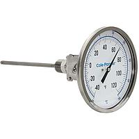 Cole parmer EW-90590-84 Adjustable-Angle Industrial Bimetal Thermometer (-40-50°C; 12”Stem; 5"Dial)