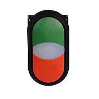 Eaton M22S-DDLM-GR-ETCH Double Button MIXED ILL DBL PB BLK-BZL GRN TOP RED BTM