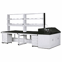 DaiHan DH.WFE3035 Laboratory Assembly Center Tables (w3750×h1900mm, with Shelves/Sink Table)