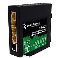 Brainboxes SW-725 Unmanaged Ethernet Switches Hardened Industrial 5 Port PoE 10/100 Fast Ethernet switch -40F to +158F