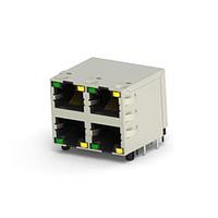AMP Connectors - TE Connectivity 2041376-2 Modular RJ45 W LED 2X2 30u DIP H 25.4mm