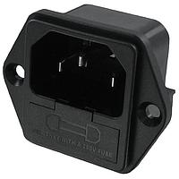 Qualtek Electronics 719W-00/04 Inlets EC 60320 C14 AC Power Inlet with Fuseholder (Active + Spare), 0.250" Terminals