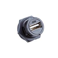 Amphenol LTW UA-20PMFP-LC7001 USB Type A Connectors USB, Type A 2.0, Plastic, 1.5A, Male Connector, Circular, 2 Points Lock, PCB 180, Receptacle, IP67