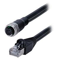 Same Sky (formerly CUI Devices) CDM1259-04D-01FST-3M-RJ45-67 M12 Cable Straight,Shielded,D-Code 4PIN ,Screw Copper alloy,PVC  3.0M,+RJ45