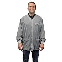 SCS 770020 Coat, Full Sleeve Smock, Jacket, Gray,X-Small Knitted Cuffs, 3 Pkts, No Collar,