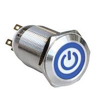 Bulgin MPI005R28LSGN12 Anti-Vandal Switches 19mm SS Vandal Rstnt Green Ring Pin Term