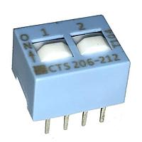CTS Electronic Components 206-212S DIP Switches 2 switch sections DPDT