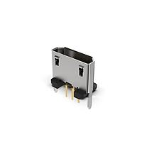 GCT (Global Connector Technology) USB3145-30-0-A Micro USB Type B Connectors Micro B Skt, Vertical, TH, 30u", W/2.3mm stake, No Mating Entry Face, T&R