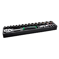TOPTUL GM-2019 20PCS 1/2" DR. Flank Socket  Set (6PT) (20 pcs, 1/2'')