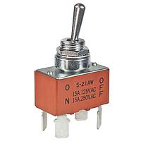 NKK Switches S21AWF Toggle Switches DPST ON-OFF .250 QC SPLSHPRF BUSHING 15A