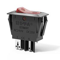 E-T-A Circuit Breakers 1410-F110-P1F1-W14QB3-0.63A Circuit Breakers Miniaturised single pole rocker switch/thermal circuit breaker combining ON/OFF switching and extremely fast overload performance in a single component (S-type TO CBE to EN 60934/IEC 934). Under overload conditions an internal neon (f