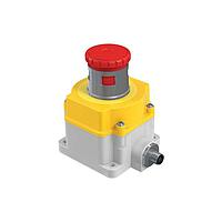 Banner Engineering SSA-EB1MLP-12ED1Q8 Push Turn Emergency Stop: Flush Mounting 44 mm Lockable Push Button; Environ. Rating: IP65; Lighted; Color: Red Solid; 2 N.C. Safety Contacts; 1 N.O. aux. Contacts; 8-pin M12 QD