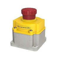 Banner Engineering SSA-EB1PLXRS1-0DED1Q8 Emergency Stop Button Emergency Stop with ISD: Flush Mount 40 mm Push Button; Illuminated Color: Off/Red Flashing; 2 N.C. OSSD Safety Contacts, IP65; 8-pin M12 QD