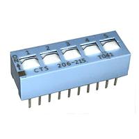 CTS Electronic Components 206-215 DIP Switches 5 switch sections DPDT