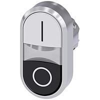 SIEMENS 3SU10503AB610AK0 Flat Button TWIN BUTTON, MOM, WHITE/BLACK
