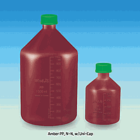 DaiHan DH.Bot3188.5 Bottle, Amber PP, W-N, w/Uni-Cap, GL 45, 2000/100㎖, Φ125×h250 mm 2/Pk. 2/Cs.