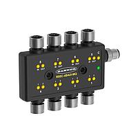 Banner Engineering R95C-4B4UI-MQ Hybrid IO Modbus Hub R95C Series: 8 port Hybrid IO Modbus Hub; 4 Analog Inputs and 4 Analog Outputs and 8 Discrete Inputs or 8 Discrete Outputs (Configurable); RS485 Interface; 4-pin M12 QDs