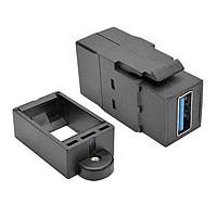 Tripp Lite U325-000-KP-BK Type A to Type A USB 3.0 Panel Mount Coupler F/F BK