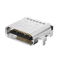 GCT (Global Connector Technology) USB4525-03-A PCB Mid Mount USB 3.2Gen2 Type C Receptacle, 24W, SMT, Horz Mid Mnt, 0.8mm offset