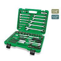 TOPTUL GCAI8202 1/4" & 1/2" DR. Flank Socket Wrench Set (82 pcs; 12PT)