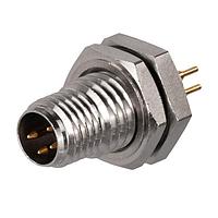 Stewart Connector SS-12800-002 Connectors M8 A-Code Connector  Male  Rear Panel Mount PCB Receptacle  4 Contact  PCB Solder Pins  IP68