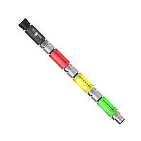 Banner Engineering TL15GYRAQ In-Line Modular Tower Light Indicators TL15 Series Kit: 3-Color Audible In-Line Status Indicator; Voltage: 12 or 24 V dc; Housing: PVC; IP67; Input: PNP; Colors: Green, Yellow, Red; Male-Female 5-pin M12 Integral QD