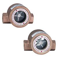 Dwyer SFI-360-1/2 Sight Flow Indicators, Brass/316 SS, Single/Double Windows, Rotating Impellers (Double Window, Flapper, Bronze Body, 1/2 in, Horizontal)