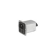 Panel-mount AC power connector and filtered power entry components