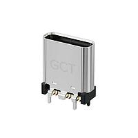 GCT (Global Connector Technology) USB4225-03-1040-C Receptacle USB-C Rec 3u Gold Vertical 24p SMT & TH Stakes Pegs, H=10.4
