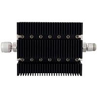 Fairview SA6NMNF100W-10 10 dB Fixed Attenuator N Male To N Female Directional Up To 6 GHz Rated To 100 Watts With Black Aluminum Heatsink Body