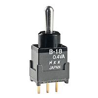 NKK Switches B18JP Process Sealed Subminiature Antistatic Toggles (ON)OFF(ON) .248 BAT STRAIGHT PC .4VA