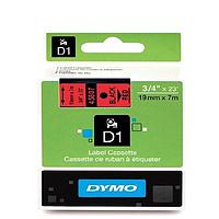 DYMO 63020713 D1 Black/Red Tape (19mm x 7m)