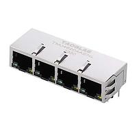 Taoglas TMJ46204AENL Magnetic Jack RJ45 ICM, 10/100 Base-T, 1x4, Tab Down, Short Body, 8 pin per port THT, T+CMC, Shielded EMI Finger, LED, Commerial grade