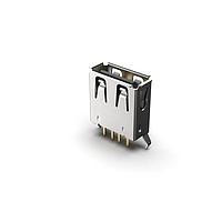 GCT (Global Connector Technology) USB1040-GF-L-B USB Type A Connectors USB A Skt, TH, Vertical, GF, With kinked shell stakes, tray