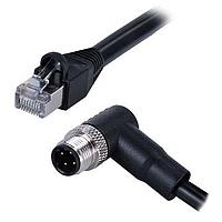 Same Sky (formerly CUI Devices) CDM1260-04D-01MRA-5M-RJ45-67 M12 Cable Angled,Shielded,D-Code 4PIN ,Screw Copper alloy,PVC  5.0M,+RJ45
