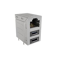 Amphenol Commercial Products RJE36188340CH RJ45 Over Dual USB Type C Stacked RJ45 over 2 Nos USB Type C with 50 micro inch Contact Gold Plating