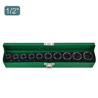 TOPTUL GDAD1001 - 10PCS 1/2inch DR. 6PT Flank Deep Impact Socket Set (METRIC)