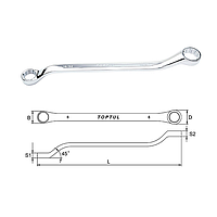 TOPTUL ACAH5460 Double Ring Wrench 45° Offset Mirror Polished (1-11/16x1-7/8")