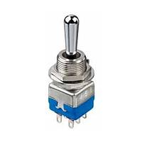APEM 12146AGK1V Toggle Switches Toggle switch, 11.9mm threaded bushing, Solder lug, 2 pole, ON-ON, Black finish, 1 lock position