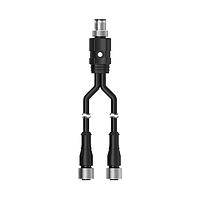 Banner Engineering CSRB-M1250M125.47M125.73 Splitter Cables Splitter Cable; 5-pin M12 Male Truck; Two 5-pin M12 Female Branches; Black