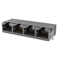 Amphenol Commercial Products RJE494881101 Connectors Low Profile CAT6 RJ45 - 4 Port without LED, Shielded with EMI Tabs