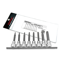 TOPTUL GAAG0807 Long Pentacle Bit Socket Rail Set (8pcs, 1/2 ")