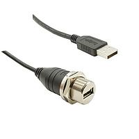 Bulgin PXM0023/A/5M00/A USB Cable Metal Rear Panel Mount USB A Female to USB A Male Cable Assembly 5m