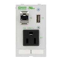 Murrelektronik 4000-68000-4030000 Ethernet I/O Modules MODLINK MSDD SINGLE COMBI INSERT USA NEMA 5-15, 1xUSB-A female/female + 1xRJ45 female/female