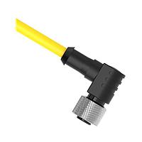 Banner Engineering QDE-815DRA Sensor Cables / Actuator Cables Cordset: Single Ended M12; 8-pin Right-Angle Female; 5 m (16.4 ft) 8x22 Yellow PVC Jacket; Nickel-Plated Brass Coupling Nut
