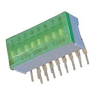 CTS Electronic Components 206-8RAST DIP Switches SPST Right Angle 8 switch sections