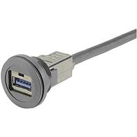 HARTING 09454521971 USB 3.0 har-port USB 3.0 A-A coupler with cable, 1.0m - black version