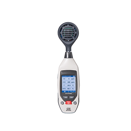 Technician handling an air quality meter during calibration service