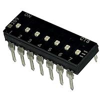 CTS Electronic Components 209-7LPSF DIP Switches THROUGH HOLE, GOLD DIP SWITCH, 7-POLE, LOW PROFILE ACTUATOR, BOTTOM SEAL, OFF, TUBE PACK