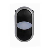 Eaton M22-DDL-S-ETCH Double Button NON-FLSH ILL DBL PB SIL-BZL BLK TOP BLK